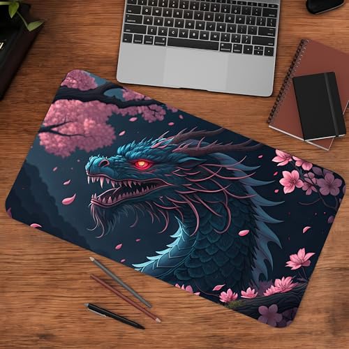 Image of Twilight Dragon Premium Desk Mat | Anti-Skid | Anti-Slip | 90 * 42 cm | Laptop Mat for Work from Home /Office /Gaming- Extended Mouse pad and Keyboard Desk mat