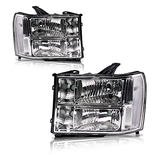 PIT66 Headlight, Compatible with 07-13 GMC Sierra 1500 2500HD 3500HD 2Pack Headlamp Assembly Accessories Driver & Passenger Side Left and Right Part OE Style Pickup Truck Replacement