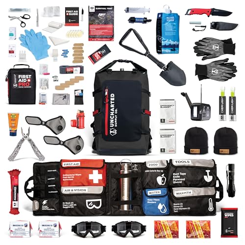Uncharted Supply Co. The SEVENTY2® Pro 2-Person Survival System – 72 Hour Emergency Preparedness Kit with 60+ Tools for Home, Car, Camping, and Disaster Readiness – Durable Waterproof Go Bag