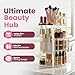 Masirs 360 Rotating Makeup Organizer Countertop - Adjustable Shelf Height - The Perfect Round Spinning Cosmetic Organizer for Bedroom Dresser or Vanity Countertop Storage (Clear)