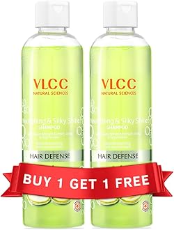 VLCC Nourishing & Silky Shine Shampoo - B1G1-350ml X 2 (700ml) | Stronger, Silkier Hair | Helps Prevent Frizzy Hair, Easy to Manage Hair Shampoo | Soy Proteins and Almond Shampoo.