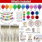 275 PC Colorful Birthday Party Decorations for Boy, Girl- Rainbow Party Supplies, Happy Birthday Banner, Balloons Garland Arch Kit Tablecloth Honeycomb Cake Topper Plates Cups Napkins Straws, 25 Guest - Image 5