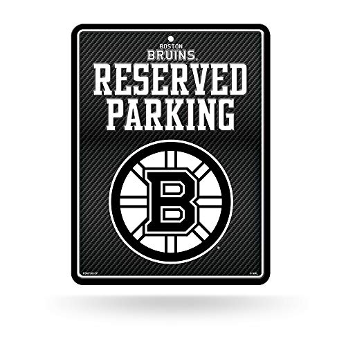 NHL Hockey Boston Bruins Metal Parking Sign 8.5" x 11" Carbon Fiber Metal Parking Sign - Great for Man Cave, Bed Room, Office, Home Décor