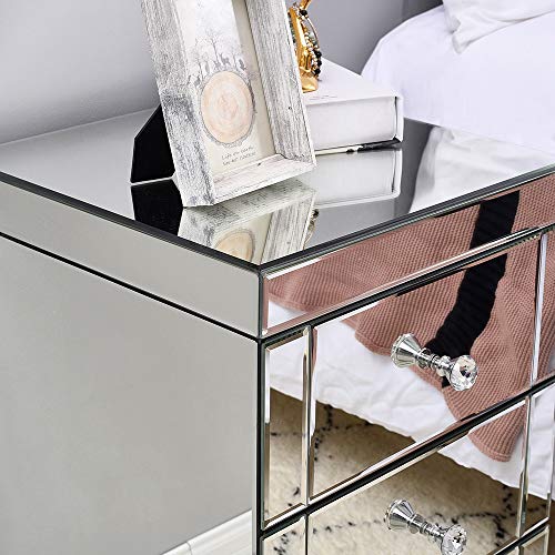 Table de Chevet Miroir 3 Tiroirs 40x40x60 Anaelle