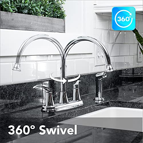Ez-Flo 10719 Two-Handle High-Rise Kitchen Faucet With Matching Side Spray, Brushed Nickel #TOP1