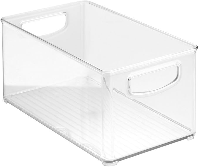 UPGRADED Clear Organizer Storage Bin with Handle