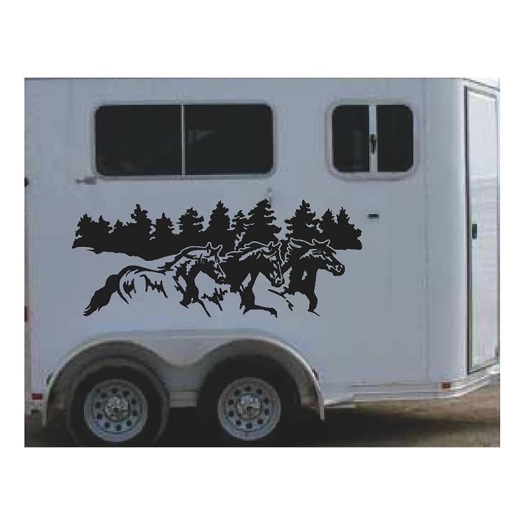 Amazon.com: Horse Trailer Decal Sticker Running Horses Landscape Vinyl ...