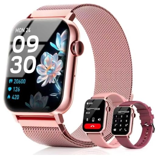 Smart Watch for Women, 1.83''HD with Bluetooth Answer/Make Calls, 3 Bands, Fitness Tracker Heart Rate Sleep Monitor, 120+ Sport Modes, IP68 Waterproof, 7 Day Battery, Smartwatch for Android iPhone