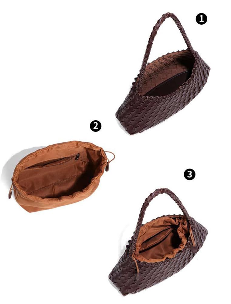 Gewebte Hobo-Taschen für Frauen Wildleder gewebt Stoff Tasche trendige Eimer Handtasche Unterarm Umhängetasche Vintage Handtasche Retro Clutch Taschen