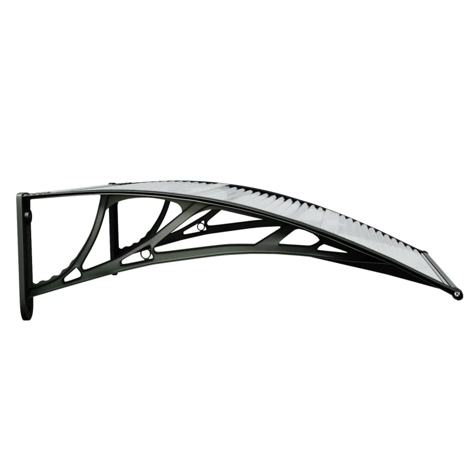 Tidyard Auvent de Porte Marquise de Porte d'entrée Abri Protection en Polycarbonate Noir et Transparent 80x80 cm