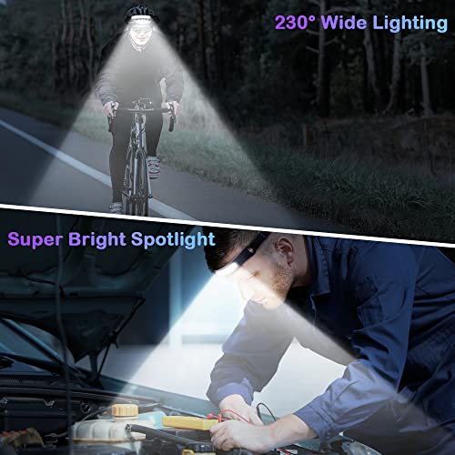 Led Headlamp Rechargeable 2Pack, 230° Wide Beam Head Lamp With Motion Sensor, Lightweight Head Lights For Forehead, 5Mode Headlamps For Adults Waterproof, Head Flashlight For Outdoor Running Hiking #TOP5