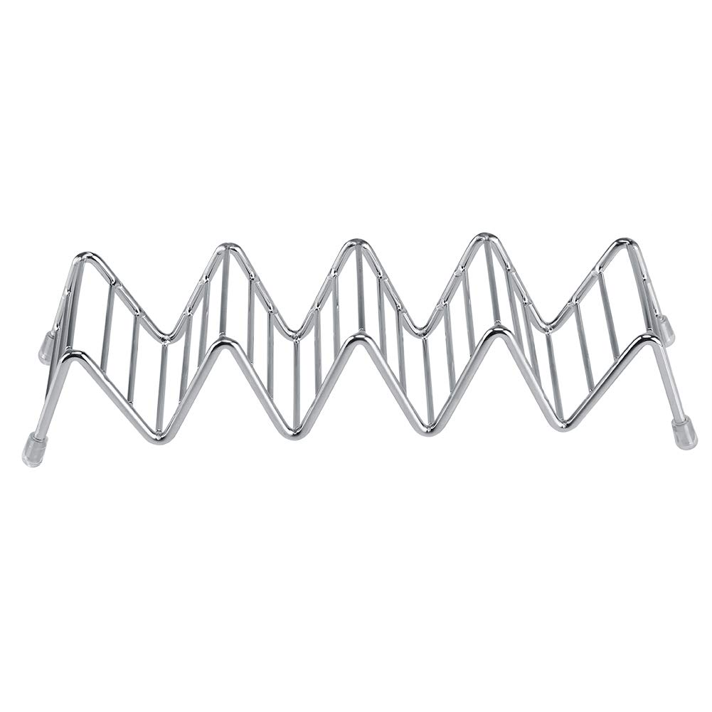 Taco Holder Waves Shape Stainless Steel Mexican Taco Holder For Home Restaurant 2-5 Slot Silver (4-5 grids)