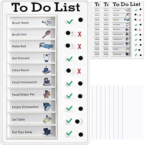 4 Pcs Chore Chart for Kids,Portable Chore Chart Memo Board Detachable Message Board Daily to Do List,RV Checklist Routine Check Items for Home Travel Planning Schedule Reminder Tool