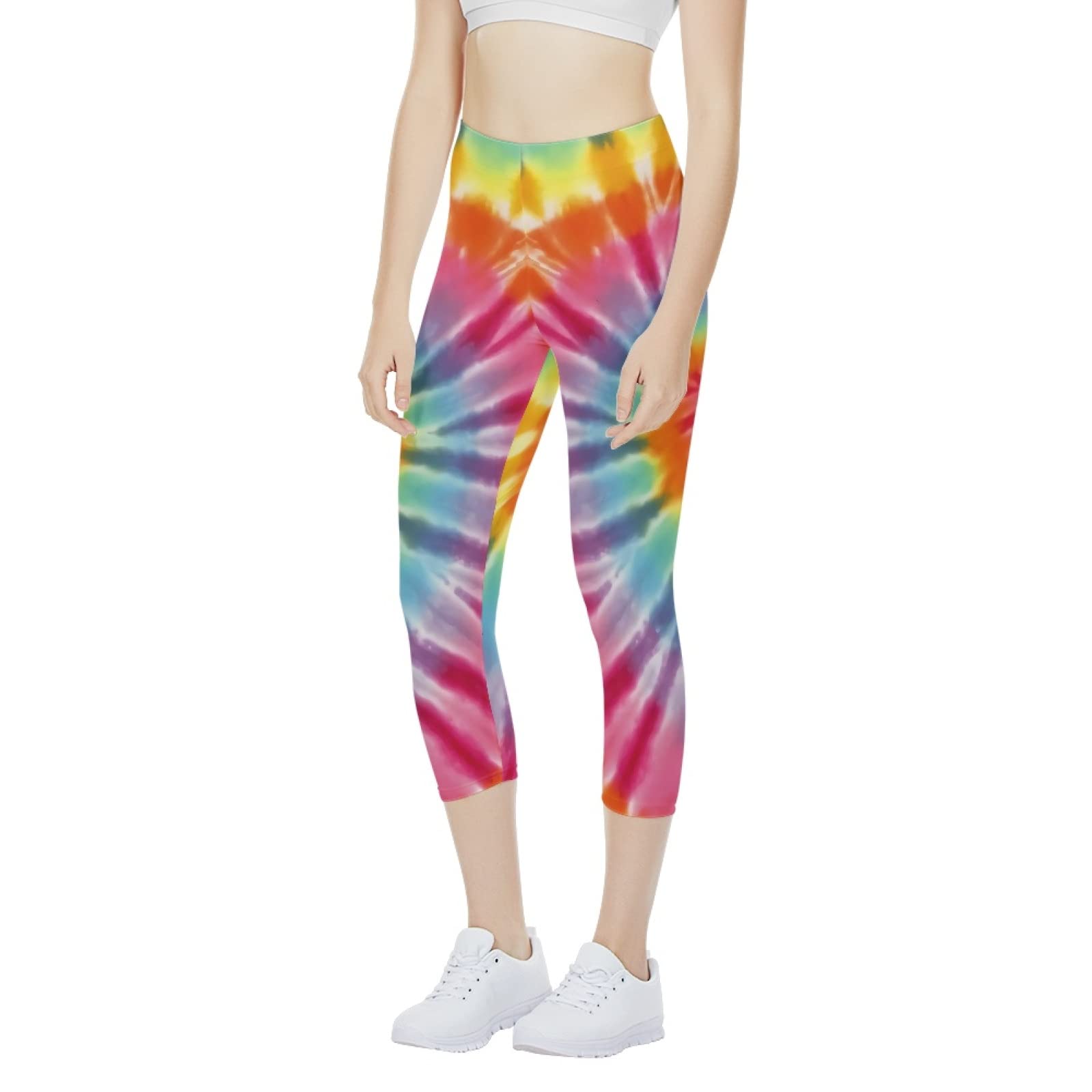 AFPANQZ Rainbow Tie Dye Leggings Women Butt Lifting Leggings Athletic Tummy Control Comfortable Pants Buttery Soft Lightweight Casual Tight Legging Gym Yoga Fitness Workout M Colored