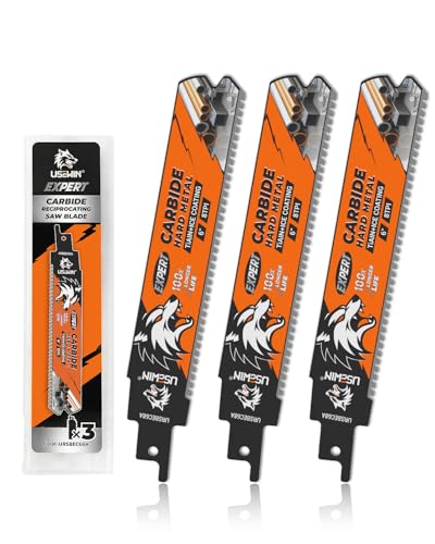 Image of Expert Reciprocating Saw Blade 3 Pack, 6 Inch 8TPI Carbide Sawzall Blades for Stainless Steel, Hardened Steel, Iron, Screws, Metal Pipe, Thick Steel Plate, Rebar, Angle Steel