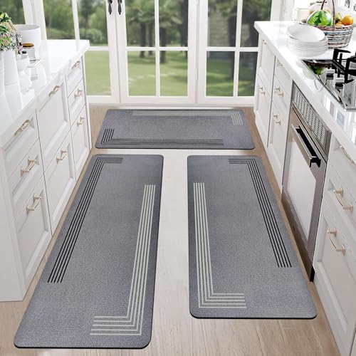 Image of SITTELLA Combo - 3 Pcs (45x80 | 45x100 | 45x120 cm) Mat Kitchen Floor Mats - Super Absorbent, Anti-Skid, Fast Drying & Washable Mats for Kitchen Sink, Counter & Platform Area