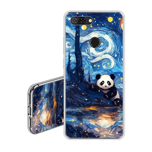 JEZSTHAI Case Compatible con ZTE Blade V9 Funda Transparente Silicona Flexible Suave Anti-Choques y Anti-Arañazos TPU Carcasa Protectora con Panda Dibujos Aesthetic