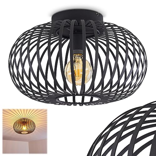 Deckenleuchte Oravi, runde Deckenlampe aus Metall in Schwarz, 1-flammig,...