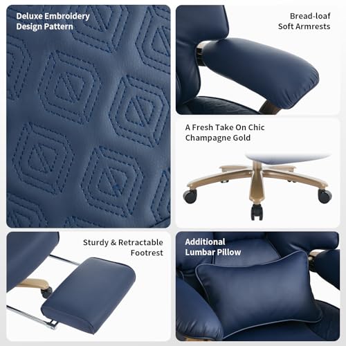 EXCEBET Big and Tall Office Chair with Footrest (Blue) - Image 7