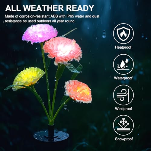Upgraded Solar Garden Lights, 4 Pack Outdoor Solar Lights, New Round Panel for 40-Hour Runtime, Serve as Outdoor & Indoor Decor, 7-Color Changing Flower Lights, Waterproof for Patio Yard Decoration — view 5