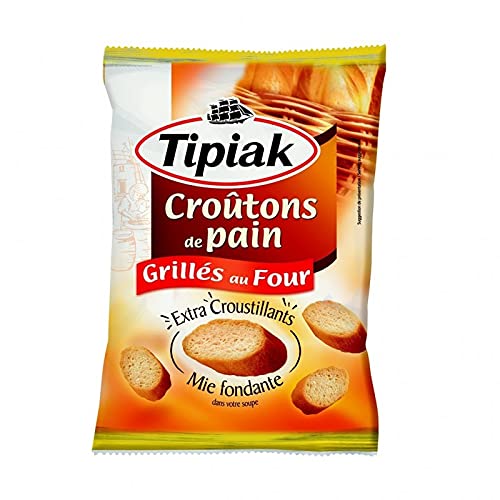 Tipiak Crutones de pan tostado al horno extra crujientes 80 g (juego de 4)