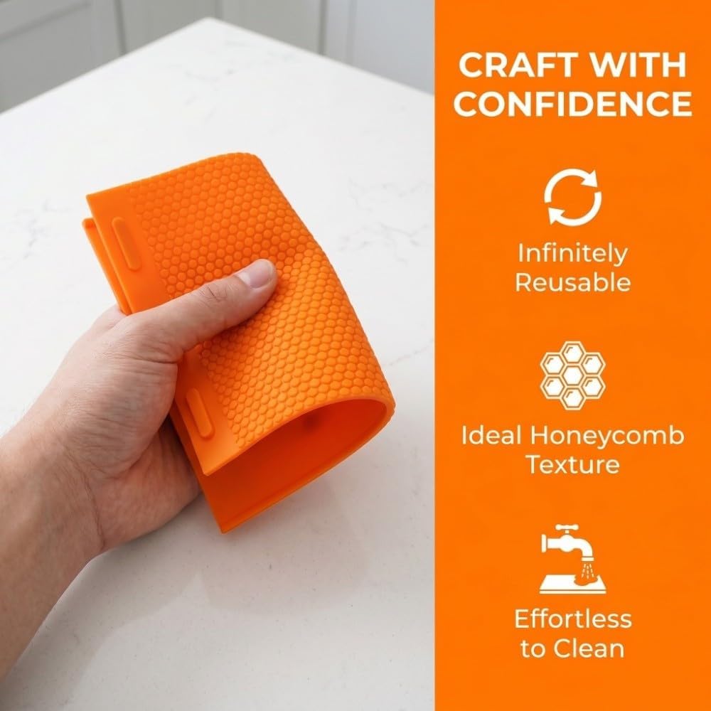 Anu Limen Beeswax Press Sheet Mold, Silicone, Orange, 2-Piece, 17x9 in