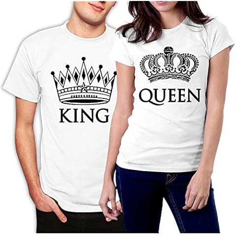 picontshirt King and Queen Couple T-Shirts White Crowns (Men 3XL / Women XL) Cover