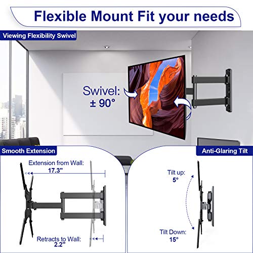 Tv Wall Mount, Full Motion Tilting Tv Mount Bracket For Most 13-55 Inch Led Lcd Flat Curved Screen Tvs With Max Vesa 400X400Mm And Holds Up To 66Lbs By Ergo Tab, Black (Ebmf2) #TOP1