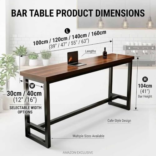 Mesa de bar alta y rectangular de estilo industrial blanca 100x40x104 cm 3
