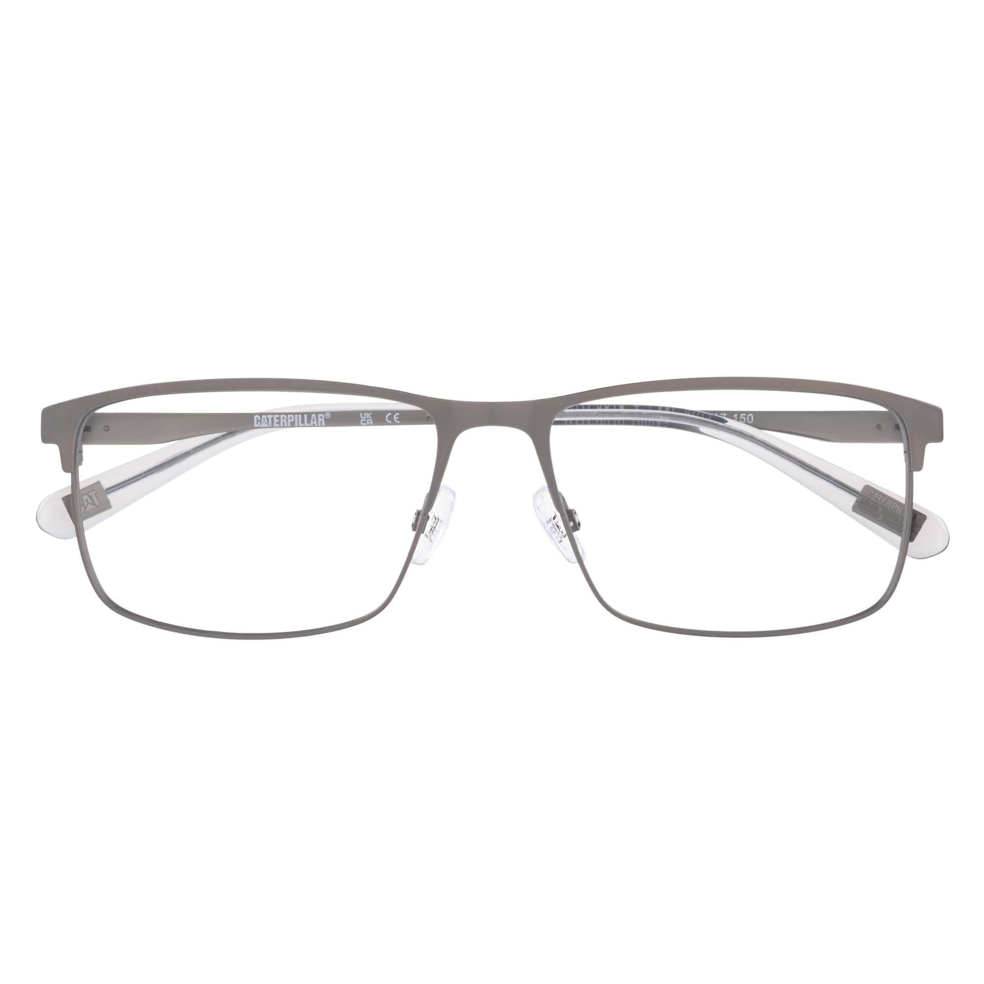 CAT Brille mit Sehstärke für Herren optional mit Sonnenbrillentönung oder Blaulichtfilter, Rechteckig, gefertigt aus Edelstahl (inklusive Brillenetui)
