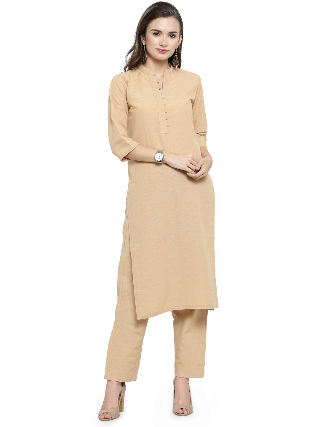 sayesha Brown Collar Cotton Kurti with Culotte-picture-29