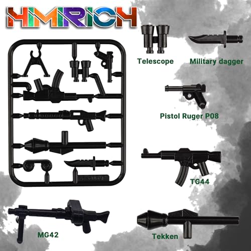 Image of Military Weapons Pack 41 Pcs German Accessories Kits Toys, Army Equipment Gear WW2 Guns for Boys 6+, Compatible with Mini Figure of Major Brand
