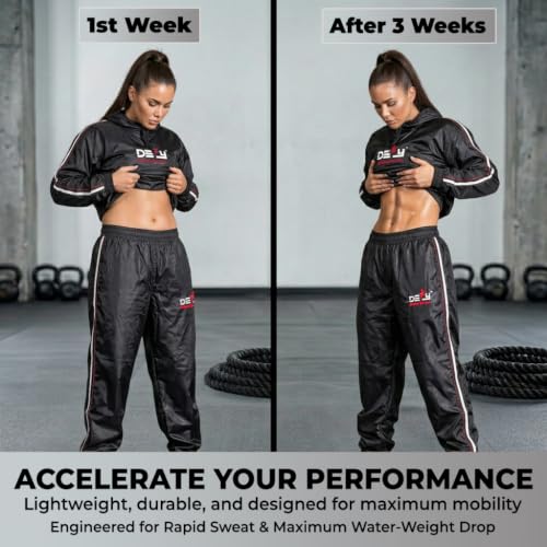 Image of DEFY Heavy Duty Sauna Suit for Weight Loss Full Body Wrap Hoodie Men Women Anti-Rip Sweat suit Gym Workout Exercise Gear