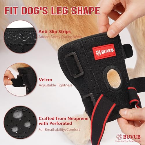 Image of Dog Hock Brace Rear Leg Built-in Metal Spring Strips Support for Sprains, Arthritis, Ligament Injuries, Post-Op Recovery with Adjustable Compression Straps (XL,Pair)