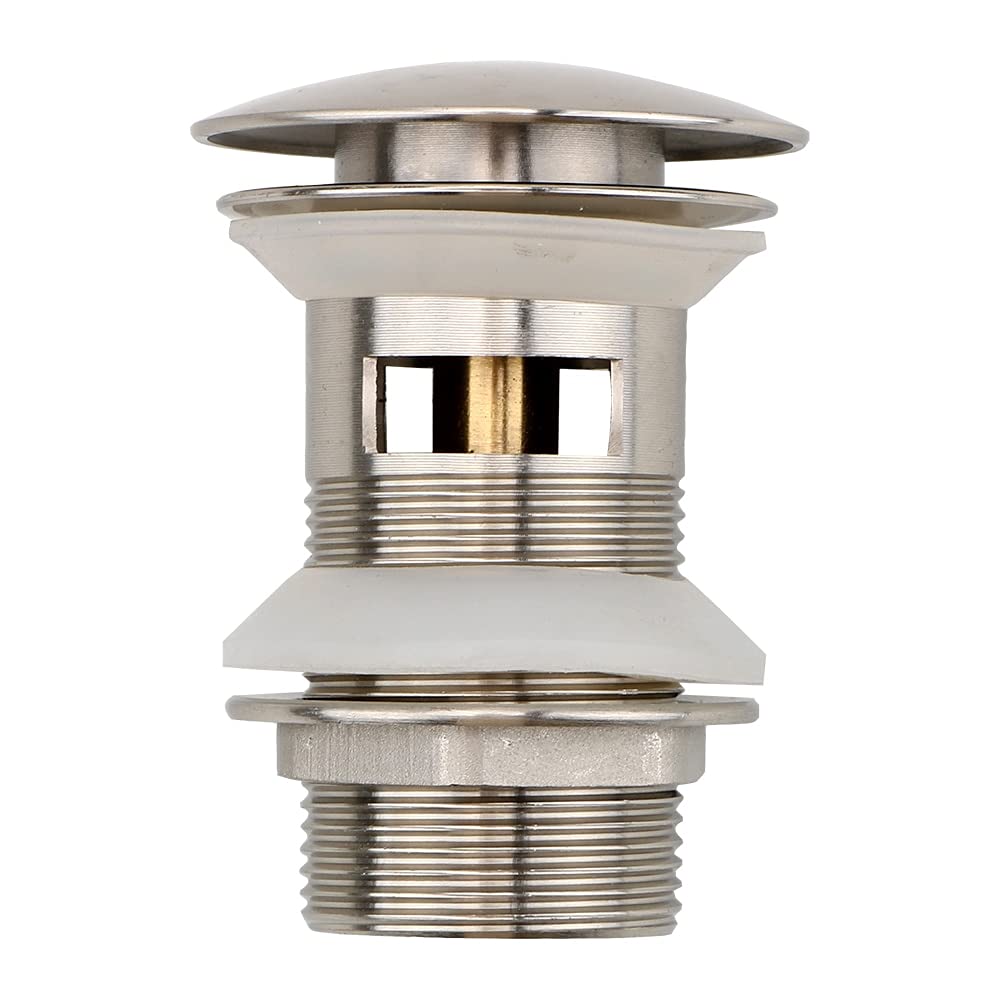 YUZGUHEY Sink drain strainer Stainless Steel Basin Drain Stopper Pop Up with Overflow Slotted Washbasin Vanity Waste Drainer Kitchen(Brushed)