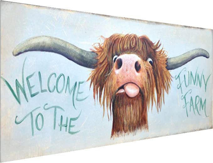 YALKINLarge Diamond Painting Kits for Adults (27.6x15.7in), Funny Farm Cow Full Round Drill Diamond Arts, Paint by Diamonds Kits Craft Canvas Perfect for Home Wall Decoration and Relaxation