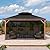 PURPLE LEAF 12' X 14' Outdoor Hardtop Gazebo for Patio Galvanized Steel Double Roof Permanent Canopy Teak Finish Coated Aluminum Frame Pavilion Gazebo with Netting