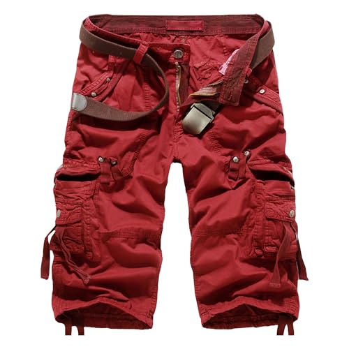 Short cargo homme en sergé rouge pour les sorties estivales et loisirs de plein air