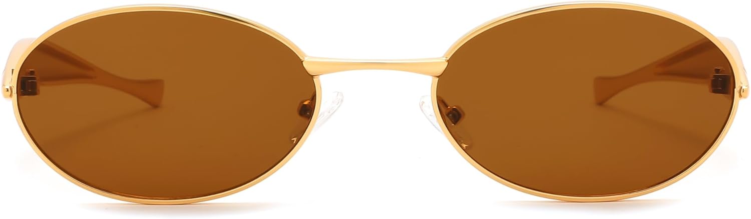 FEISEDY Retro Oval Sunglasses Women Men - Gold Metal Chunky Frame, UV400 for Driving & Daily Wear B0312 - Image 7