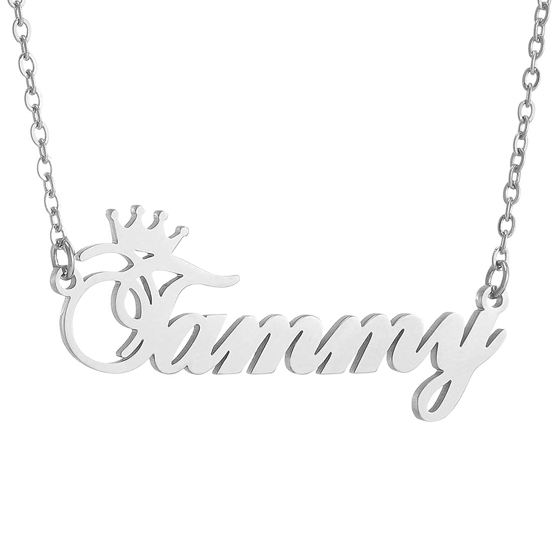 RWQIANPersonalizado Collar Nombre Cadena de Número Acero Inoxidable Joyería Mujer Hombres Oro/Plata/Rose 1-4 collares con nombre 14-22"
