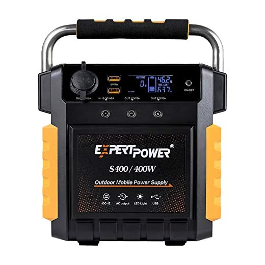 ExpertPower S400 Lithium Portable Power Station,386Wh Solar Generator with 400W AC Inverter (800W Peak), USB, 12V DC Output, 110V AC Outlet and LED Flashlight for Emergency, Camping and Power Supply