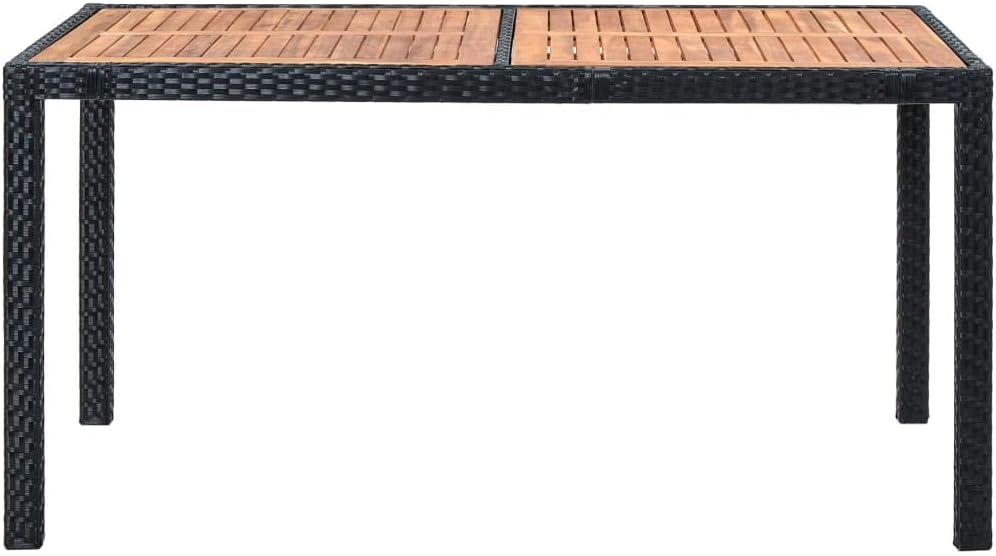 7 Piece Patio Dining Set,Patio Decor,Outdoor Table Chairs,Conversation Furniture,Afternoon Tea Suit,Dining Chairs, for Yard, Patio, Garden, Poolside, Balcony, Poly Rattan Acacia Wood Black