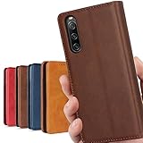 Xperia 10 V ケース 手帳型 XPERIA10V ケース xperia10-V au SOG11 docomo SO-52D SIMフリー SoftBank 楽天モバイル 全対応 xperia 10 マーク5 mark v ケース 手帳 Xperia 10 5 Xperia10 5 ソニー SO52D SO 52D 手帳型ケース エクスペリア 10 V エクスぺリア10V Xperia エクスペリア10 V スマホケース Xperia 10V ケース 携帯カバー xperia10V ケース 手帳型 適用 CASE 【iCoverCase】 合成皮革 内蔵マグネット ケース 手帳型 カードケース スマホケース 携帯カバー カード入れ スタンド機能 落ち着いた色 レトロ ダークブラウン