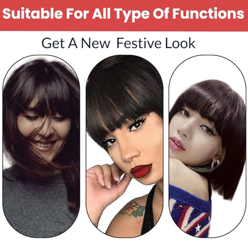 Image of Temperia Front Bangs Hair Extensions for Women - Curtain Fake Bangs Hair Clip - Artificial Front Hair Patch - Fringes Hair Extensions - Hair Accessories for Women - Natural Brown - Pack of 1