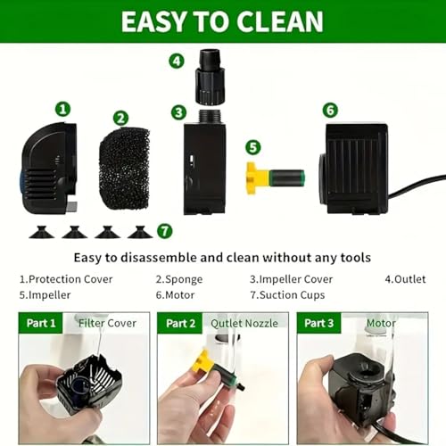 Image of VAYINATO HJ Series Aquarium Submersible Pump for Fountain (HJ-1100 | 20W | 900L /H | Lifts 1.5M)