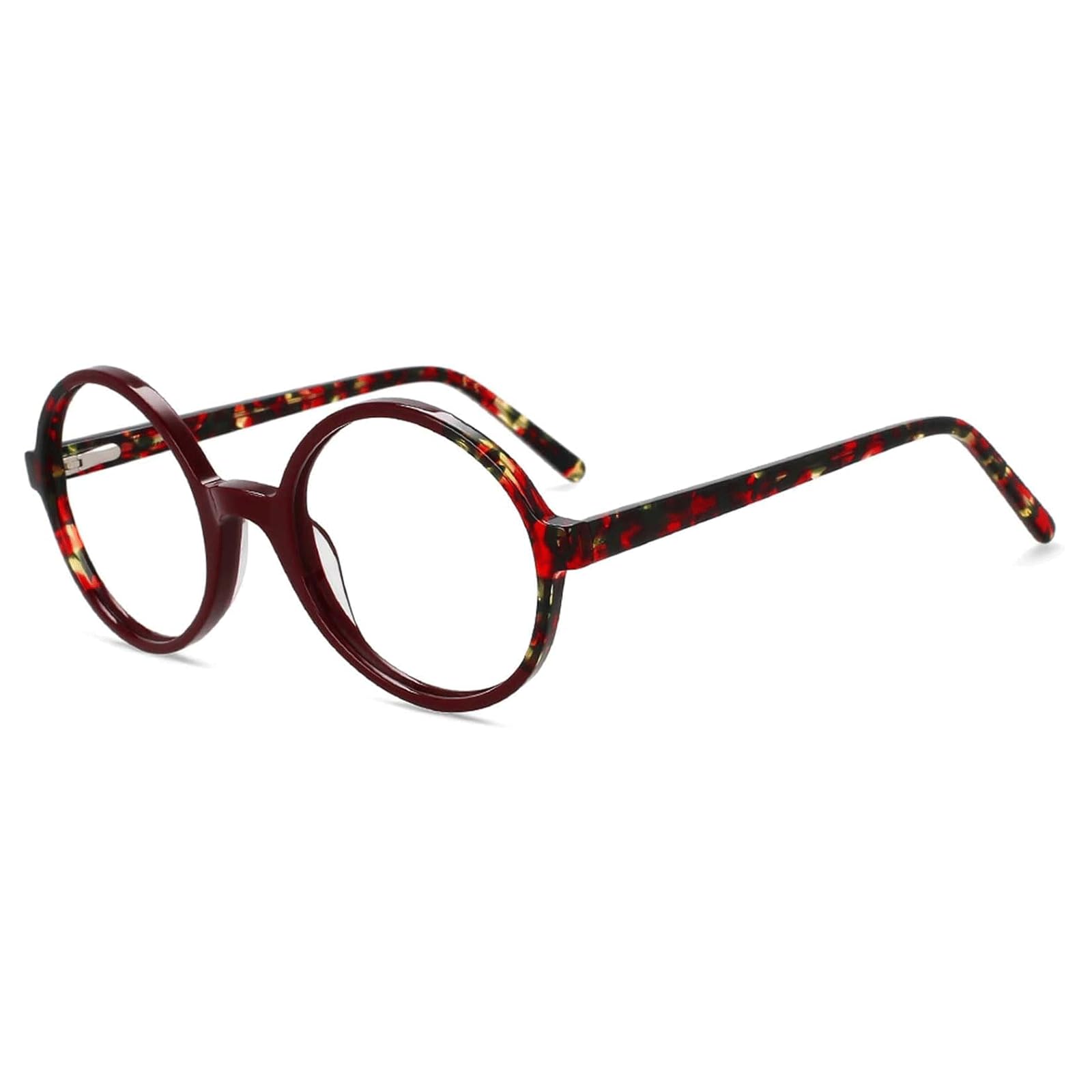 Fake Brille Stilvolle Brillenfassungen aus Acetat, Damen-Brillenfassungen, runde Brillenfassungen, leichte, Bequeme Herren-Brillenfassungen Tragbar