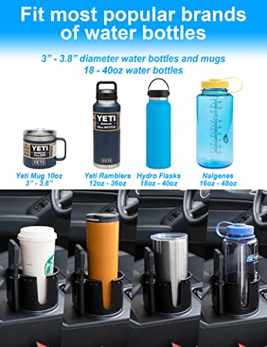 Cup Holder Expander For Car With Phone Holder, Automotive Cupholder Insert Adapter Fits Hydro Flask, Yeti, Nalgene, Large & Oversize Water Bottles, Black(1-Pack) #TOP2
