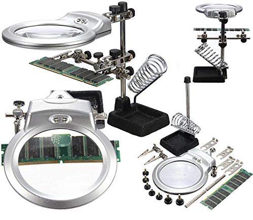 DIY Crafts Design No # 2, Magnifier, 1X Hands Clamp Clip Led Lights Glass Magnifier Soldering Stand T (Design No # 2, Magnifier)-picture-26