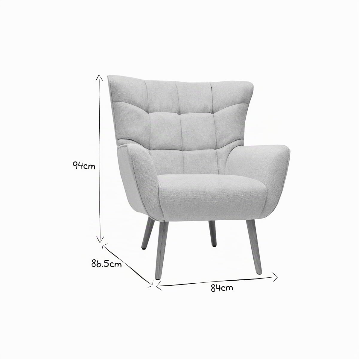Miliboo Fauteuil scandinave en Tissu Effet Velours texturé Beige et Bois Clair Avery