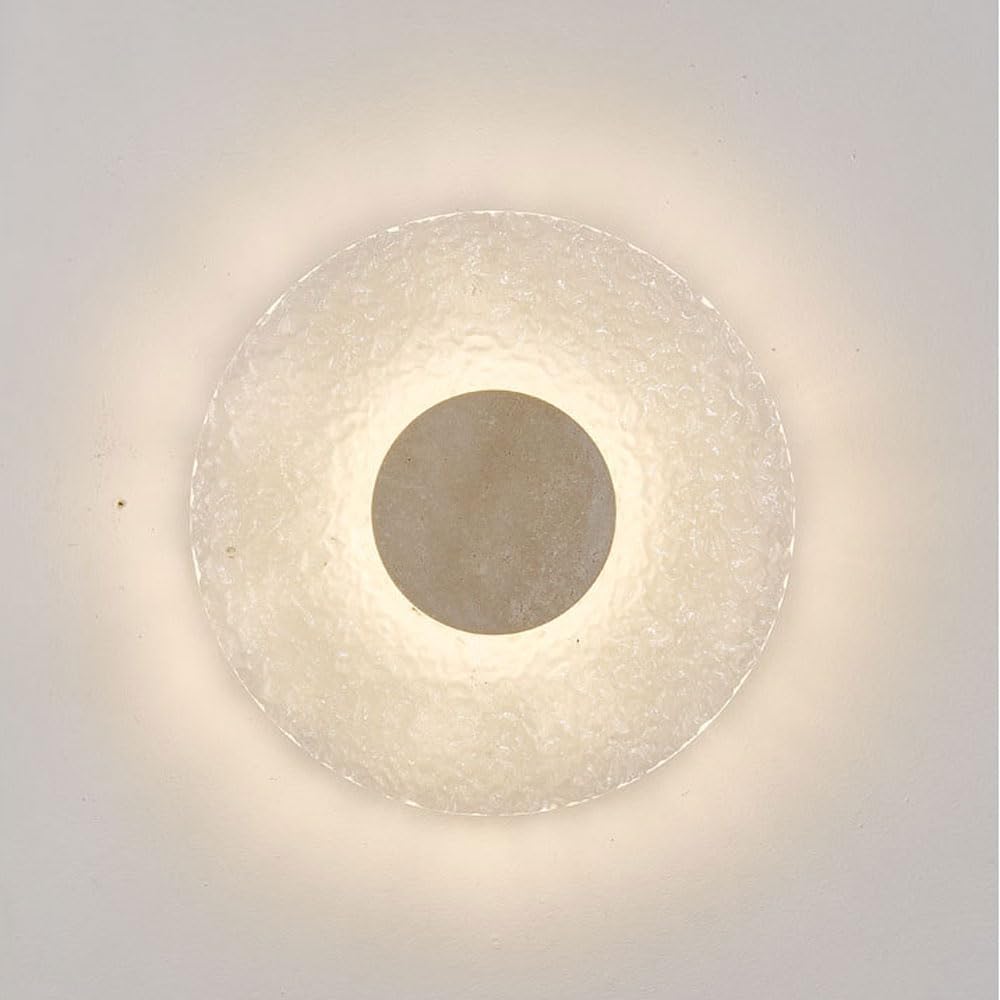 SXSCARKX Minimalist 2 Rounds Wall Lamp Nordic Indoor Hall Sconce Light Luxury Acrylic Lights Fixture Transparent LED Stone For Living Room Bedside Stair Yellow Travertine